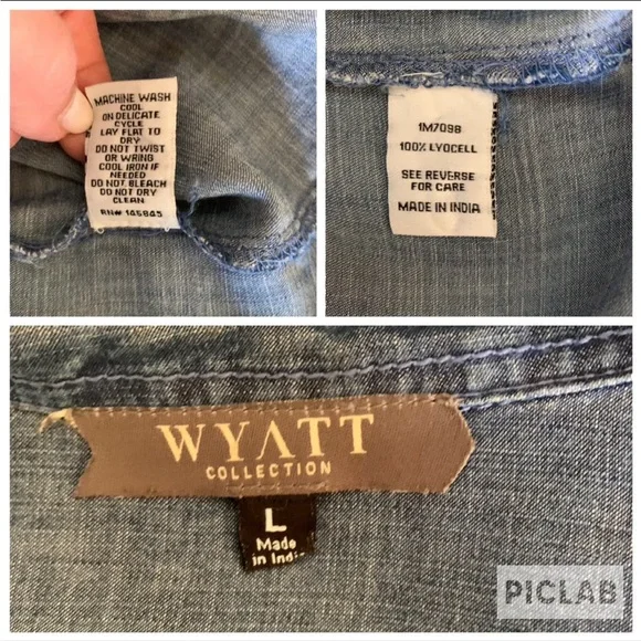 WYATT COLLECTION Womens Ladies Denim Blue Hi-Low Pockets Sheath Tunic Dress Sz L - Picture 9 of 10